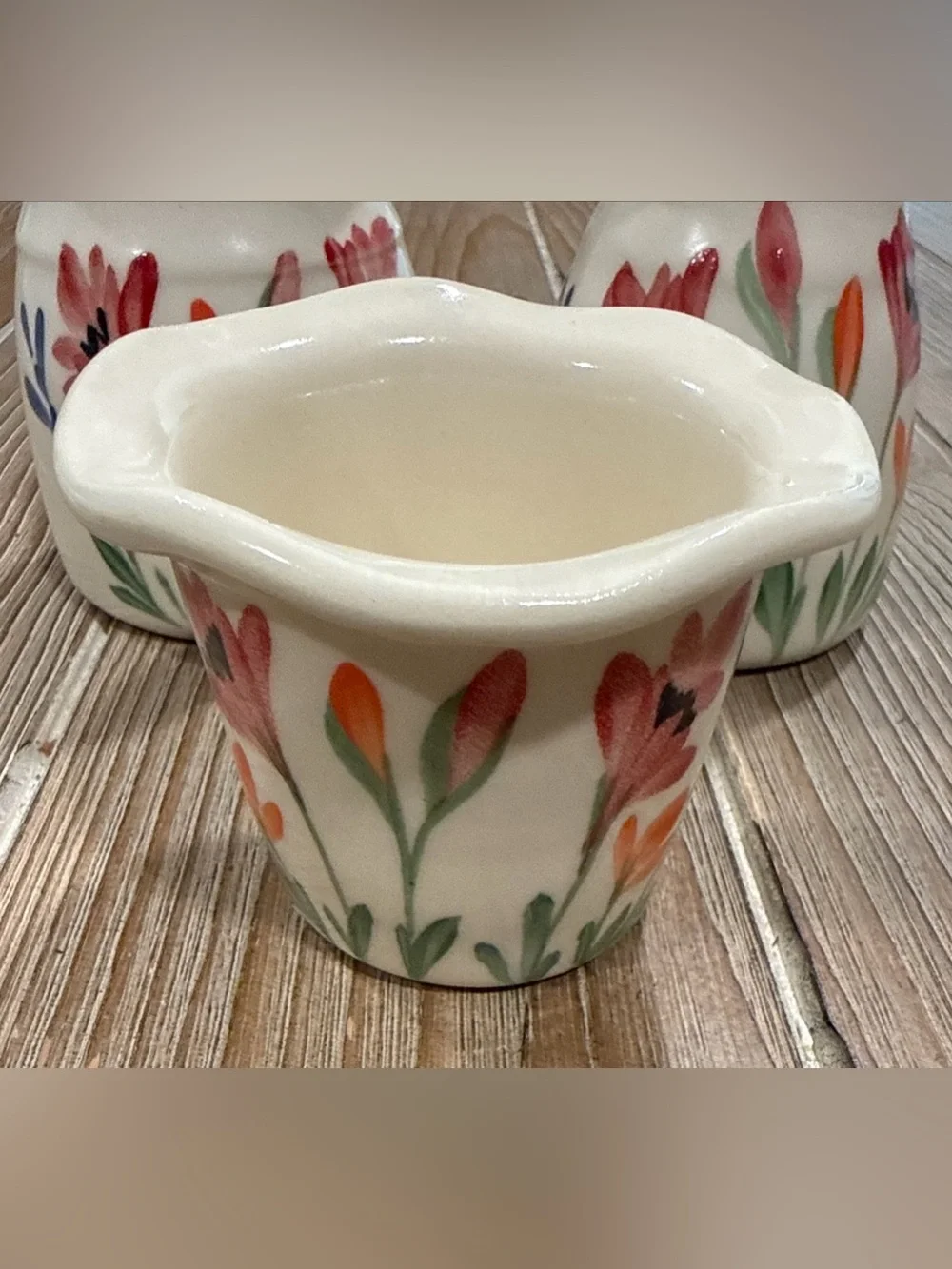 Emerson Creek Pottery Wildflower 3pc Sugar Creamer Set 2011 Bedford VA Handmade